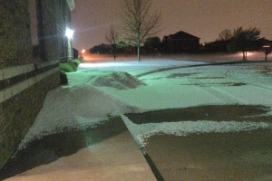 Severe storms leave piles of hail everywhere after storms pass through the area Wednesday, March 23. Courtesy of Murphy Road Baptist Church.